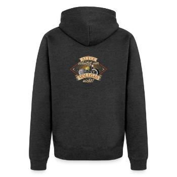 Alter schützt vor Vollgas nicht Motorrad Spruch - Unisex Premium Bio Zip Hoodie - Anthrazit meliert - Hinten - Nico (187cm)