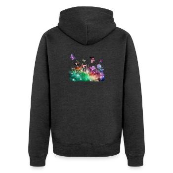 Prairie fleurie galaxie jardin papillons - Veste à capuche bio Premium Unisexe - anthracite chiné - Dos - Nico (187cm)