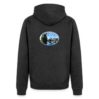 Rêves Vacances Suivre Soleil Plage Palmiers - Veste à capuche bio Premium Unisexe - anthracite chiné - Dos - Nico (187cm)