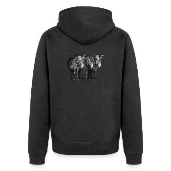 Drei Zebras - Unisex Premium Bio Zip Hoodie - Anthrazit meliert - Hinten - Nico (187cm)