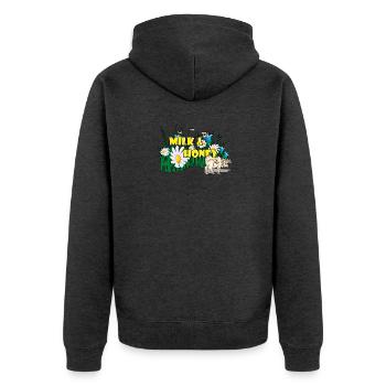 MILK & HONEY - Unisex Premium Bio Zip Hoodie - Anthrazit meliert - Hinten - Nico (187cm)
