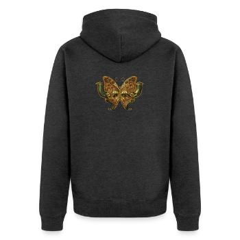 Atemberaubender eleganter Schmetterling. - Unisex Premium Bio Zip Hoodie - Anthrazit meliert - Hinten - Nico (187cm)