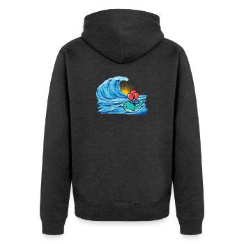 Wal Fisch Schwimmer Welle schwimmen - Unisex Premium Bio Zip Hoodie - Anthrazit meliert - Hinten - Nico (187cm)