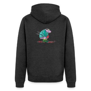 Hippopotame skieur ski sports d’hiver - Veste à capuche bio Premium Unisexe - anthracite chiné - Dos - Nico (187cm)