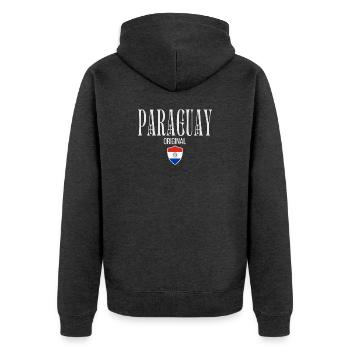 Originally from Paraguay, born in Paraguay - Unisex Premium Organic Zip Hoodie - heather anthracite - Back - Nico (187cm)