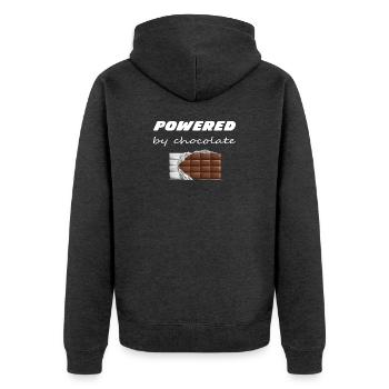 Powered by Chocolate Chocolate Bar Design - Unisex Premium Organic Zip Hoodie - heather anthracite - Back - Nico (187cm)
