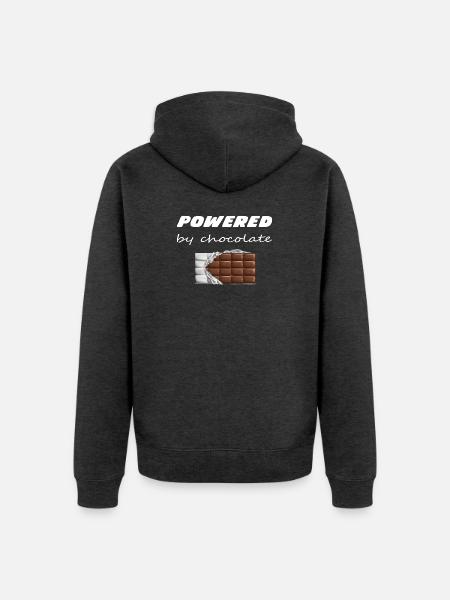 Zasilany przez Chocolate Chocolate Bar Design - Ekologiczna rozpinana bluza z kapturem Premium unisex - antracytowy melanż