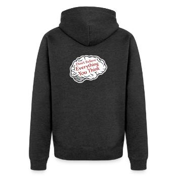 Ne croyez pas tout ce que vous pensez en disant la sagesse - Veste à capuche bio Premium Unisexe - anthracite chiné - Dos - Nico (187cm)