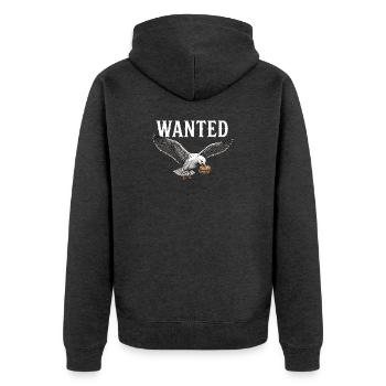 Mouette de rouleau de poisson recherché - Veste à capuche bio Premium Unisexe - anthracite chiné - Dos - Nico (187cm)