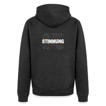 STIMMUNG – Konfetti Karneval Fasching Shirt - Unisex Premium Bio Zip Hoodie - Anthrazit meliert - Hinten - Nico (187cm)