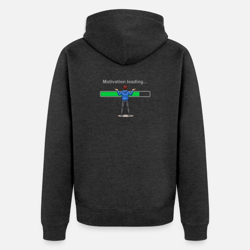 Motivation Loading… Please Wait - Unisex Premium Organic Zip Hoodie - heather anthracite