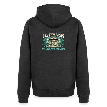 Leiter vom Rechenzentrum - Unisex Premium Bio Zip Hoodie - Anthrazit meliert - Hinten - Nico (187cm)