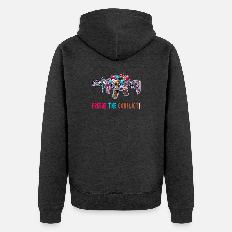 Konflikt eingefrieren Eiscreme - Unisex Premium Bio Zip Hoodie - Anthrazit meliert