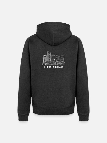 Birmingham Skyline Line Art Stadt - Unisex Premium Bio Zip Hoodie - Anthrazit meliert