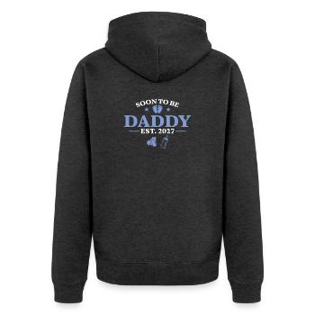 Soon to be Daddy 2027 Pregnancy Reveal - Unisex Premium Bio Zip Hoodie - Anthrazit meliert - Hinten - Nico (187cm)