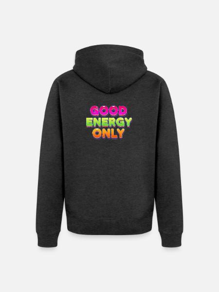 Good Energy Buntes Retro Statement Design - Unisex Premium Bio Zip Hoodie - Anthrazit meliert