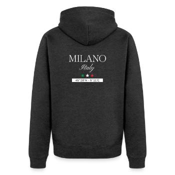 Mailand Italien Souvenir – Reise minimalistisch - Unisex Premium Bio Zip Hoodie - Anthrazit meliert - Hinten - Nico (187cm)