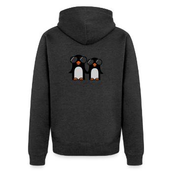 funky penguins - Unisex Premium Organic Zip Hoodie - heather anthracite - Back - Nico (187cm)