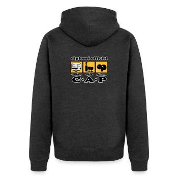 Camping Aperitif Schalen flex - Unisex Premium Bio Zip Hoodie - Anthrazit meliert - Hinten - Nico (187cm)