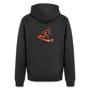 Fußball Spieler Energie Sport Design  - Unisex Premium Bio Zip Hoodie - Anthrazit meliert - Hinten - Nico (187cm)