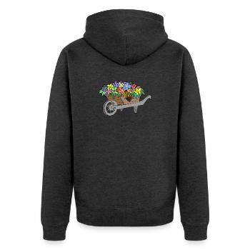 Blumen Frühling - Unisex Premium Bio Zip Hoodie - Anthrazit meliert - Hinten - Nico (187cm)