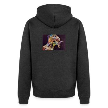 Chromatic Ribbon Portrait - Unisex Premium Organic Zip Hoodie - heather anthracite - Back - Nico (187cm)