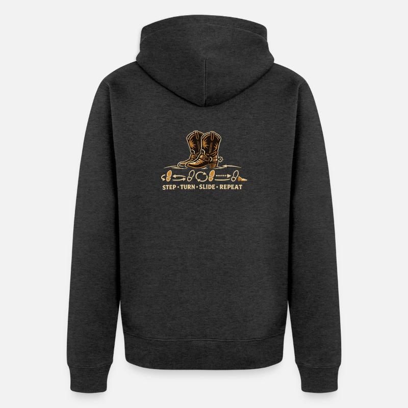 Line Dance Steps Boots - Unisex Premium Bio Zip Hoodie - Anthrazit meliert
