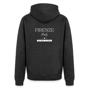 Florenz Italien Souvenir – Reise minimalistisch - Unisex Premium Bio Zip Hoodie - Anthrazit meliert - Hinten - Nico (187cm)