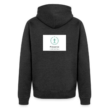 Menschheit Bewahren Symbol - Unisex Premium Bio Zip Hoodie - Anthrazit meliert - Hinten - Nico (187cm)