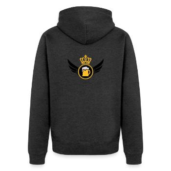 Beer Lord | Wings | Crown | Krone - Veste à capuche bio Premium Unisexe - anthracite chiné - Dos - Nico (187cm)