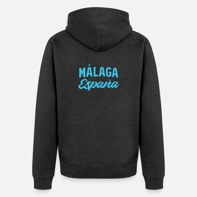 Málaga España Blue Script Design - Veste à capuche bio Premium Unisexe - anthracite chiné