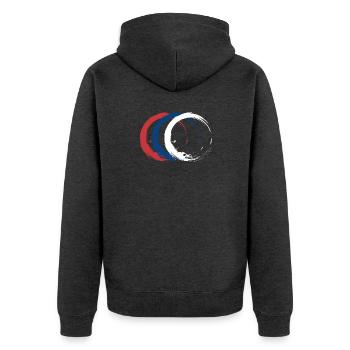 Serbien - Unisex Premium Bio Zip Hoodie - Anthrazit meliert - Hinten - Nico (187cm)