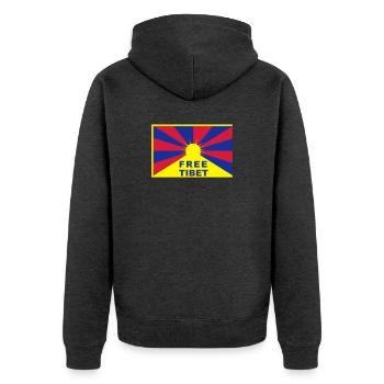 Free Tibet - Unisex Premium Organic Zip Hoodie - heather anthracite - Back - Nico (187cm)