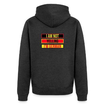 I Am Not Yelling I'm German Lustig Deutsch Spruch - Unisex Premium Organic Zip Hoodie - heather anthracite - Back - Nico (187cm)