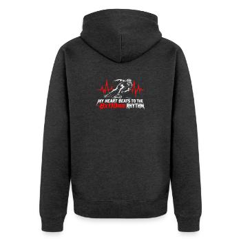 Inliner  My Heart Beats 8x110mm Rhythm - Unisex Premium Bio Zip Hoodie - Anthrazit meliert - Hinten - Nico (187cm)