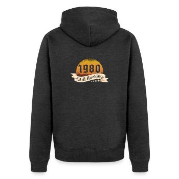 1980 Still Rocking Retro Geburtstag Geschenk - Unisex Premium Bio Zip Hoodie - Anthrazit meliert - Hinten - Nico (187cm)