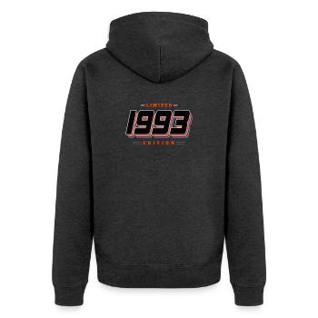33. Geburtstag Limited Edition Jahrgang 1993 - Unisex Premium Bio Zip Hoodie - Anthrazit meliert - Hinten - Nico (187cm)