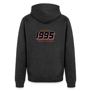 31. Geburtstag Limited Edition Jahrgang 1995 - Unisex Premium Bio Zip Hoodie - Anthrazit meliert - Hinten - Nico (187cm)