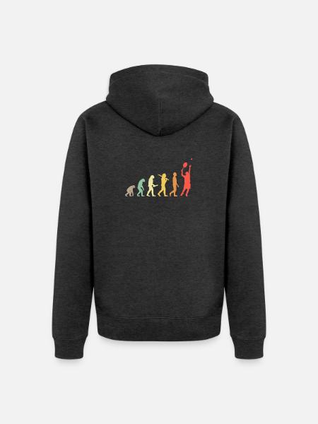 Tennis Evolution Retro-Geschenk für Tennisspieler - Unisex Premium Bio Zip Hoodie - Anthrazit meliert