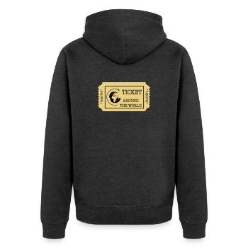 Around the World Ticket - Unisex Premium Organic Zip Hoodie - heather anthracite - Back - Nico (187cm)