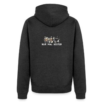 Nur mal kosten… Süßes Weihnachtsmotiv - Unisex Premium Bio Zip Hoodie - Anthrazit meliert - Hinten - Nico (187cm)