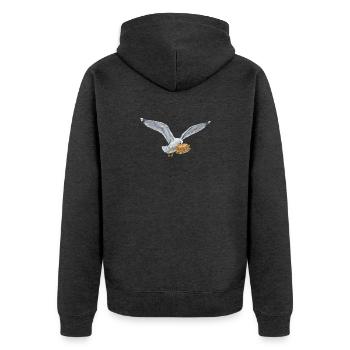 Funny Seagull Steals Fish Rolls Beach - Unisex Premium Organic Zip Hoodie - heather anthracite - Back - Nico (187cm)