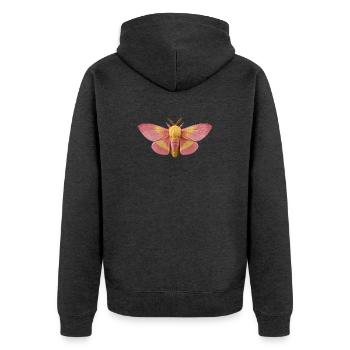 Rosy Ahornmotte Dryocampa rubicunda - Unisex Premium Bio Zip Hoodie - Anthrazit meliert - Hinten - Nico (187cm)