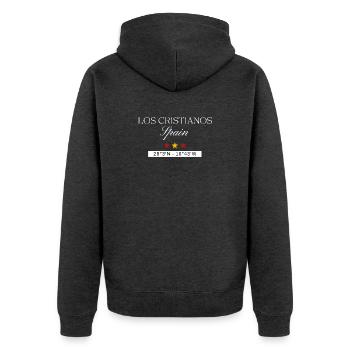Los Cristianos Spanien Souvenir – Reise minimalist - Unisex Premium Bio Zip Hoodie - Anthrazit meliert - Hinten - Nico (187cm)