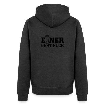 Einer geht noch - Unisex Premium Bio Zip Hoodie - Anthrazit meliert - Hinten - Nico (187cm)