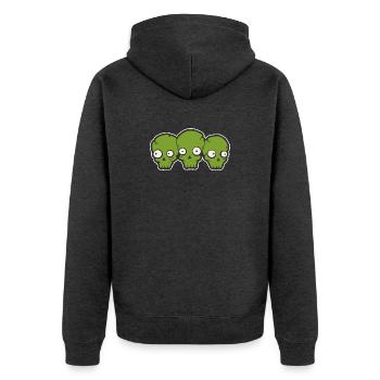 Totenköpfe  - Unisex Premium Bio Zip Hoodie - Anthrazit meliert - Hinten - Nico (187cm)