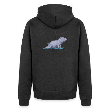 Hippopotamus Yoga Gymnastique - Veste à capuche bio Premium Unisexe - anthracite chiné - Dos - Nico (187cm)