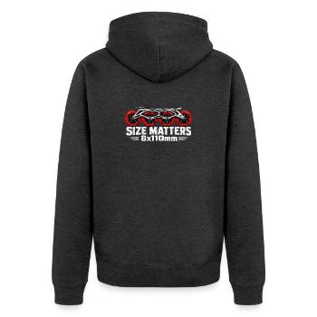 Size Matters 8x110mm Speedskating - Unisex Premium Bio Zip Hoodie - Anthrazit meliert - Hinten - Nico (187cm)