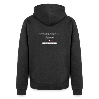 Mont-Saint-Michel Frankreich Souvenir – Reise - Unisex Premium Bio Zip Hoodie - Anthrazit meliert - Hinten - Nico (187cm)