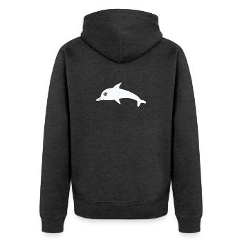 Delfin Delphine - Unisex Premium Bio Zip Hoodie - Anthrazit meliert - Hinten - Nico (187cm)
